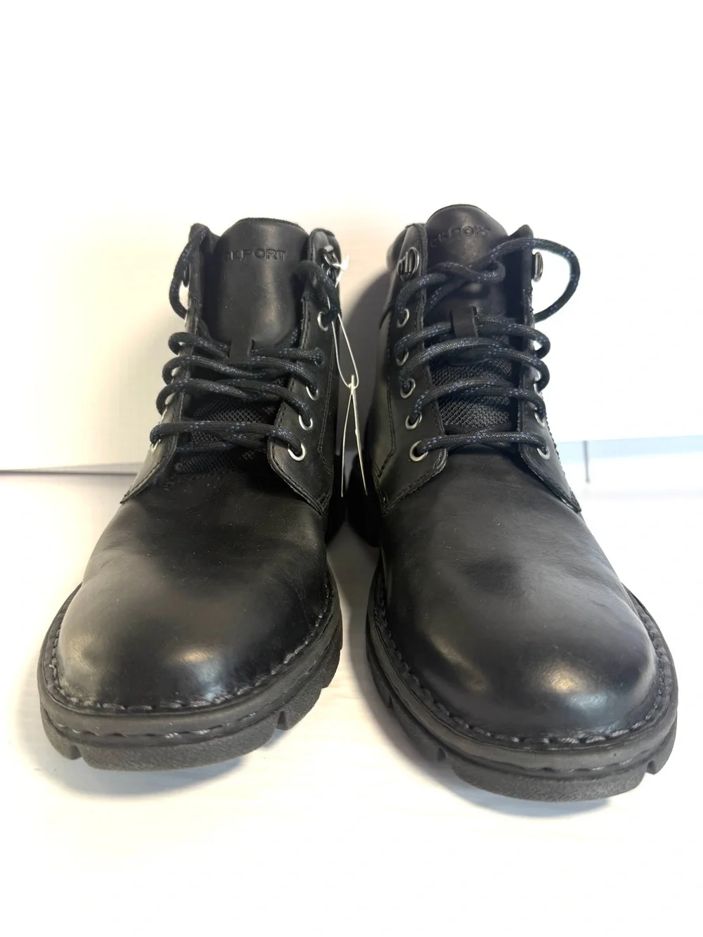Rockport Unisex Black Leather Lace-Up Ankle Boots